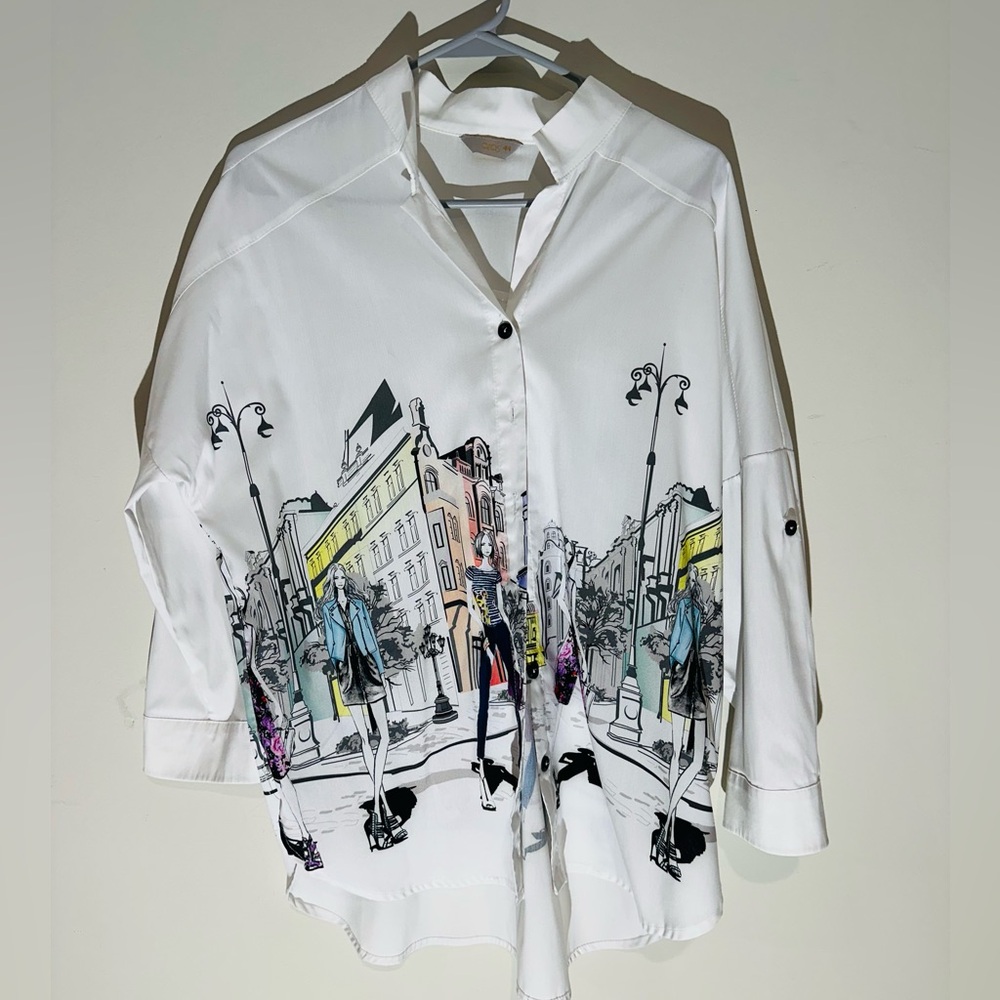 Graphic Print White Women’s Shirt